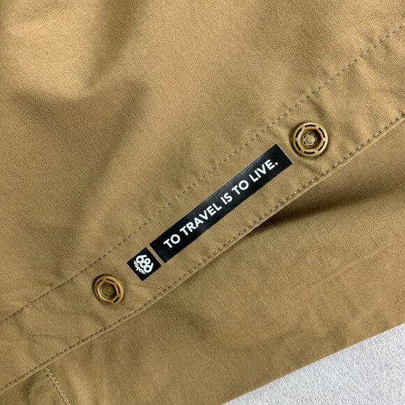 686 Mens Large Beige Everywhere Snap Up Shirt Button Up Nylon Stretch Outdoor - Picture 5 of 14